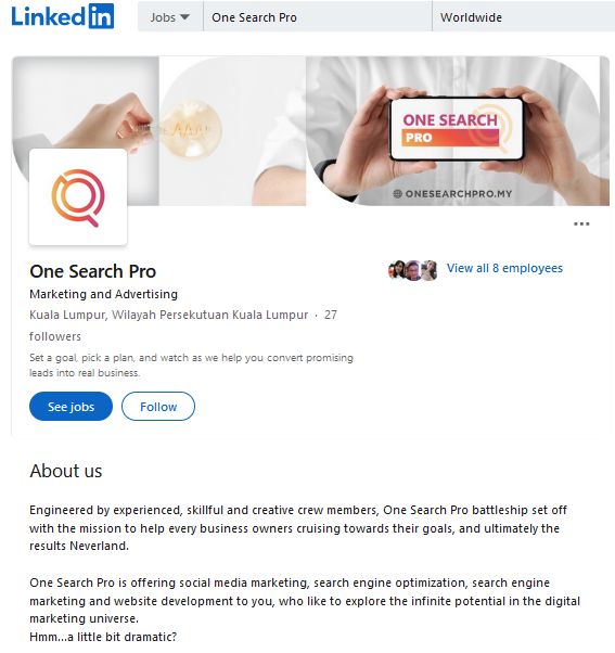 One Search Pro’s Brand Story on LinkedIn | Social Media Platform | One Search Pro Digital Marketing