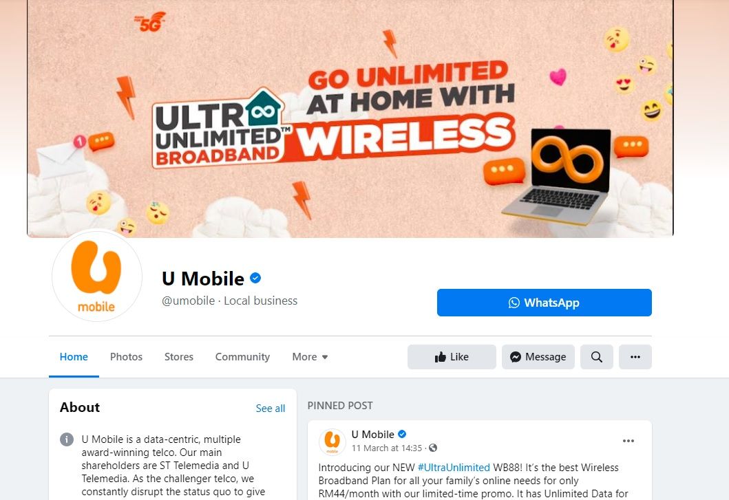 U Mobile on Facebook | Top Social Media | One Search Pro Digital Marketing