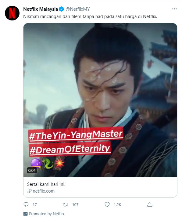 Netflix Malaysia’s Twitter Ad | Top Social Media | One Search Pro Digital Marketing